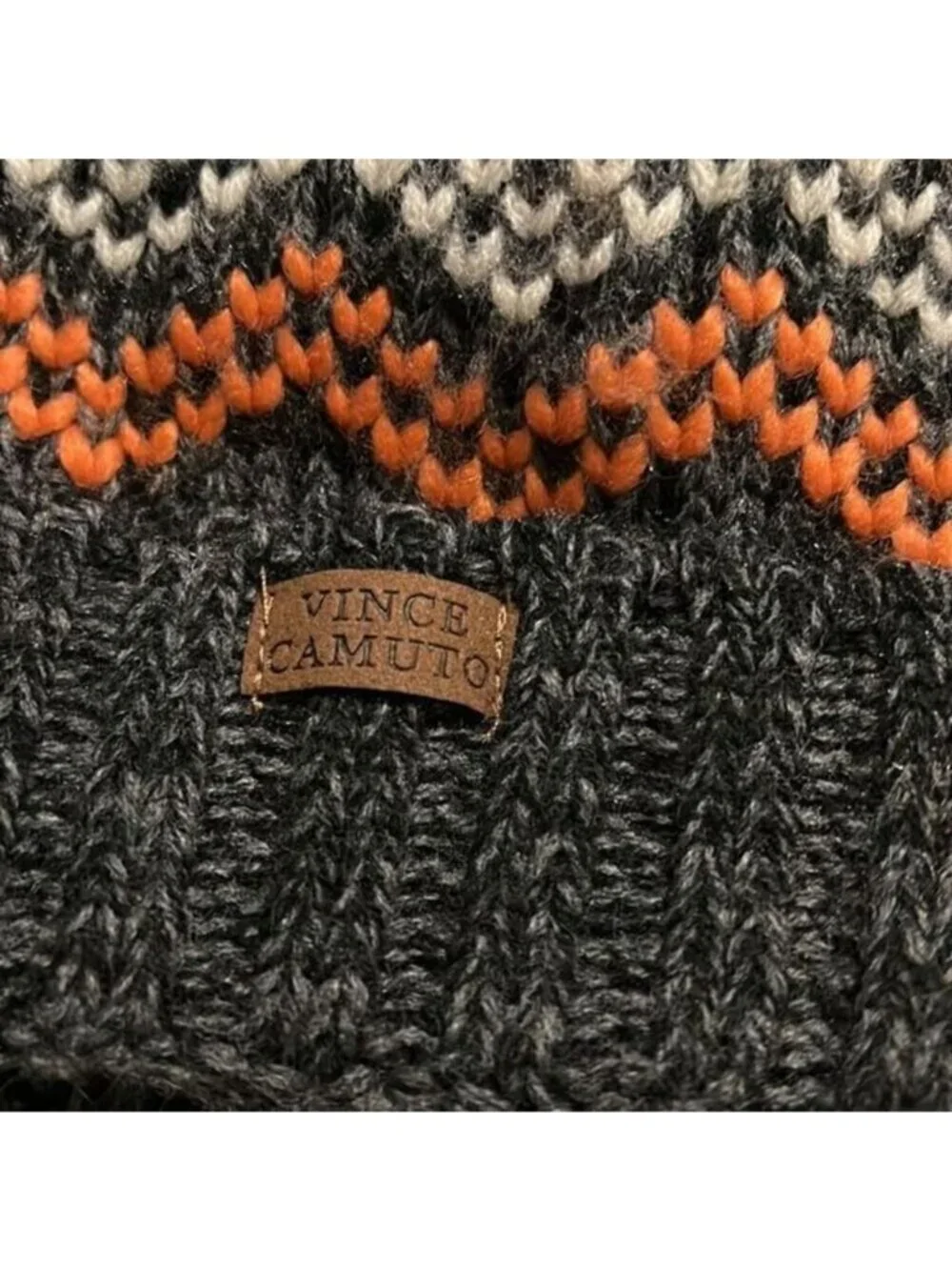 Vince‎ Camuto Women's Total Eclipse Gray Acrylic Knit Pom Beanie Cap NWT